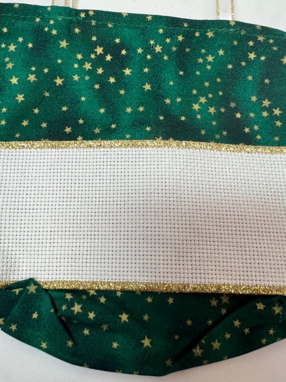 Tote Bag With Gold Star Pattern & Dual Handles Ready To Cross Stitch